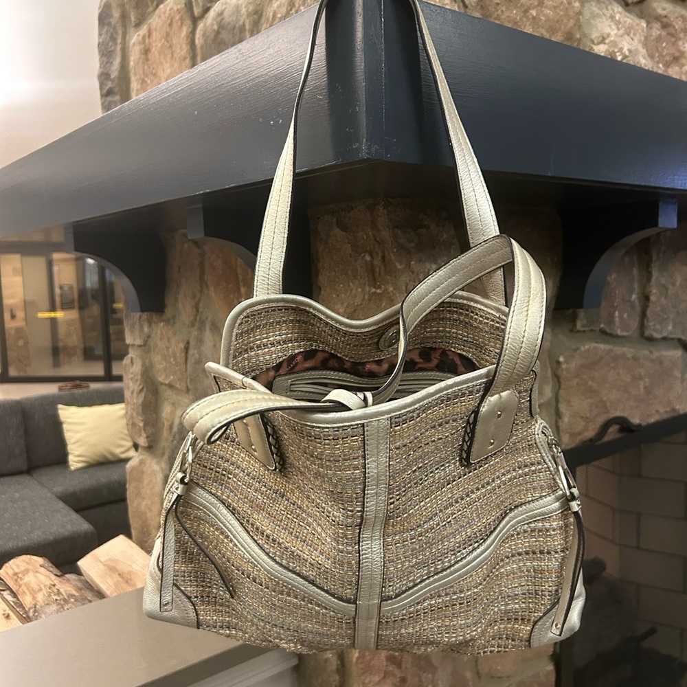 Bag Chic Beige Woven Tote Bag B. MAKOWSKY Clean! NICE, great shape
